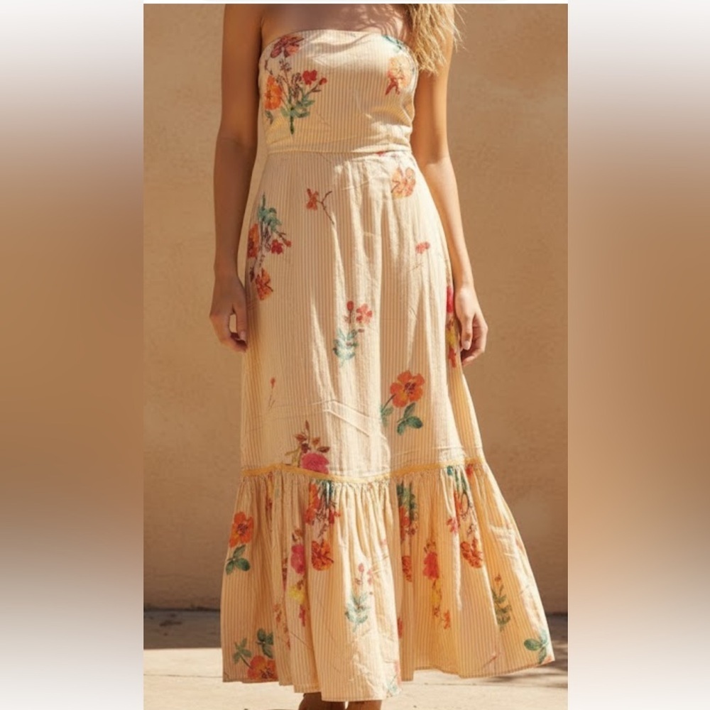 Free People Floral Strapless Dress - Picture 2 of 8